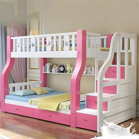 Modern Solid Wood Standard Bed with Drawers Guardrail Ladder for Bedroom - Bunk Bed & Drawer ...