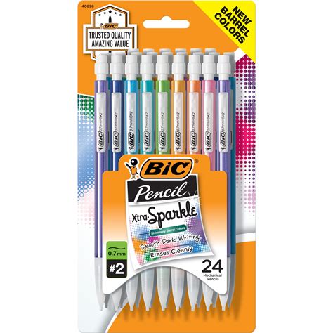 BIC Xtra-Sparkle No. 2 Mechanical Pencils with Erasers, Medium Point (0.7mm), 24 Pencils ...