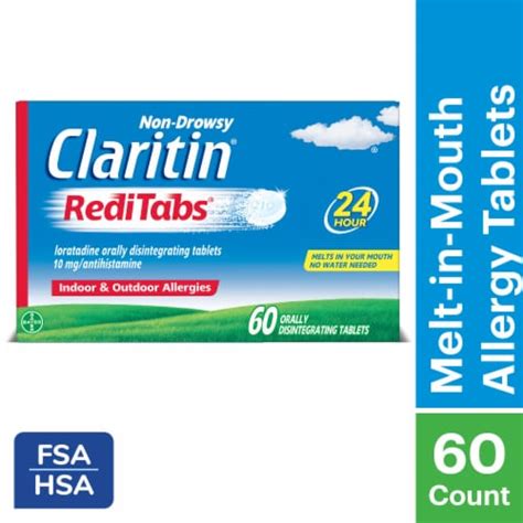 Claritin 24 Hour Non-Drowsy Allergy Relief RediTab Tablets Loratadine 10mg, 60 ct - Kroger