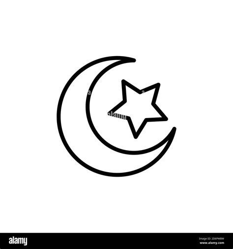 Crescent moon and star line symbol. Design template vector Stock Vector Image & Art - Alamy