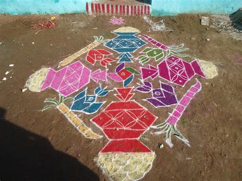 Beautiful Kolam and Painting: Pongal Kolam