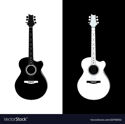 Acoustic guitar in black and white Royalty Free Vector Image