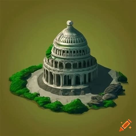 Fantasy rpg game capitol building in a forest