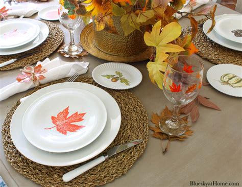 How to Decorate a Fall Table with Leaves - Bluesky at Home