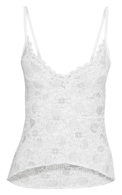 White Sheer Lace Cami Top | PrettyLittleThing QA