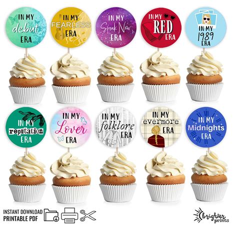 Printable Eras Cupcake Toppers Set of 12 Instant Download DIY Party ...