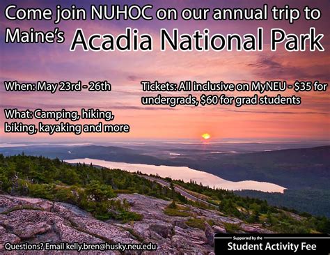 Acadia Tickets and Meeting Tomorrow – NUHOC