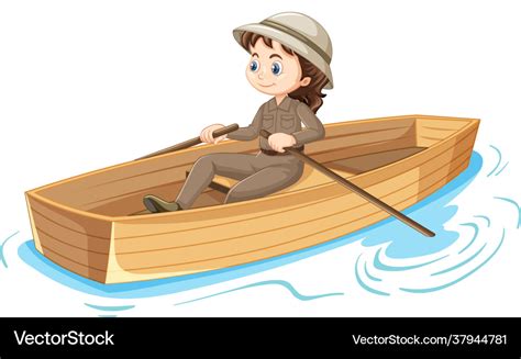 Girl cartoon character rowing boat isolated Vector Image