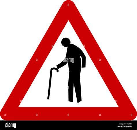 Warning sign with elderly person symbol Stock Photo: 162342237 - Alamy