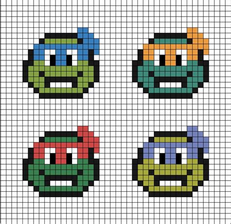 A small-ish pixel art template of the 4 Teenage Mutant Ninja Turtles ...