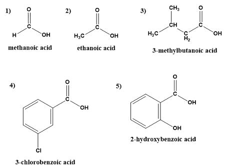 Write structural formulas for and the IUPAC names of five carboxylic acids. | Homework.Study.com