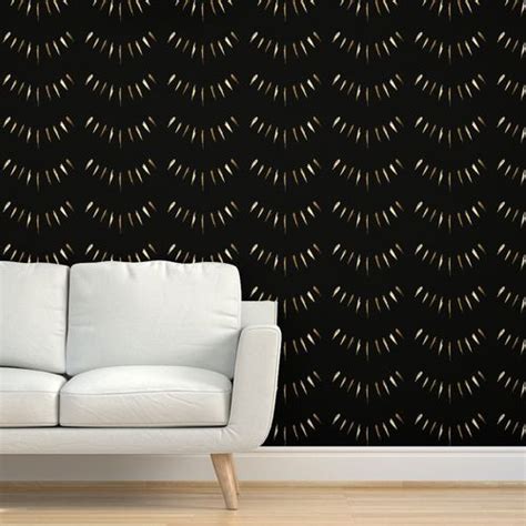 Black Panther fabric gold and black Wallpaper