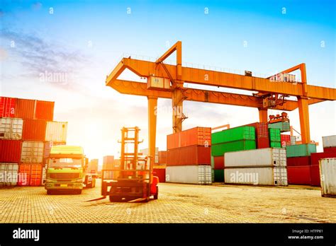 Container operation in the port Stock Photo - Alamy