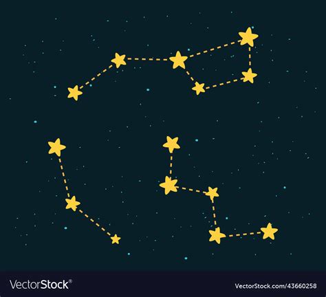 Big dipper constellation at night sky cartoon Vector Image