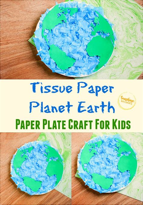 Tissue Paper Planet Earth Paper Plate Craft For Kids - Sunshine Whispers