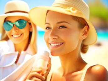 A couple of women standing next to each other on a beach Image & Design ID 0000724702 ...