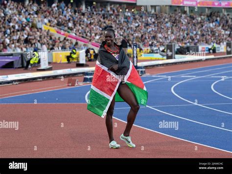 Mary Moraa of Kenya celebrating her win in the women’s 800m final at the Commonwealth Games at ...