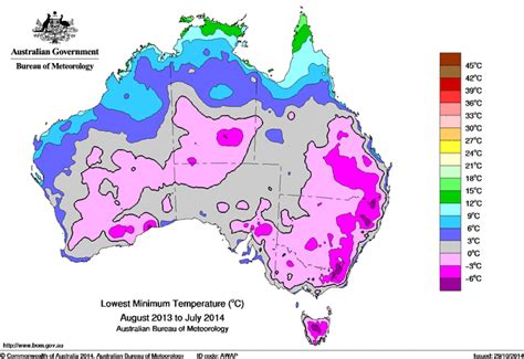 Highest maximum & Lowest minimum temperatures in Australia (2013-2014) - Vivid Maps