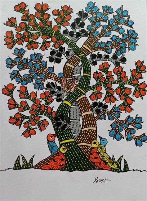 Gond painting mahua tree – Artofit