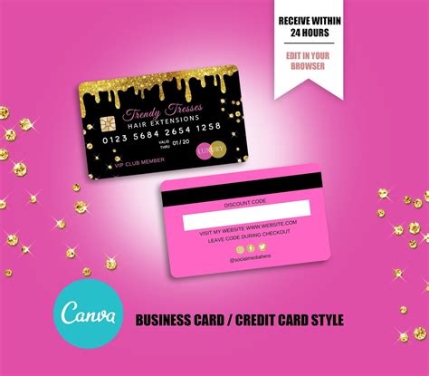 Credit Card Styled Discount Card Business Card Canva - Etsy