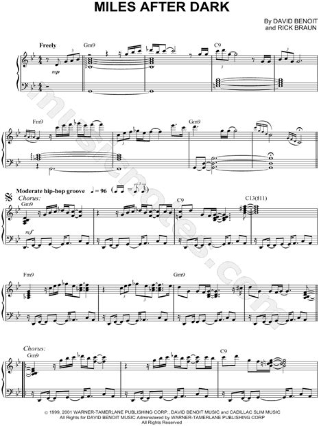 David Benoit "Miles After Dark" Sheet Music (Piano Solo) in G Minor - Download & Print - SKU ...