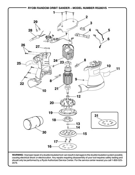 Ryobi RS280VS 128 Variable Speed Random Orbit Sander Parts and Accessories- PartsWarehouse