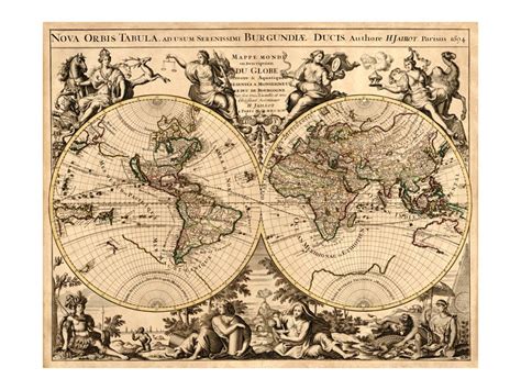 Jaillot Map of the World - Antique World Map Wall Decor - Restoration Style - Vintage Map Print ...