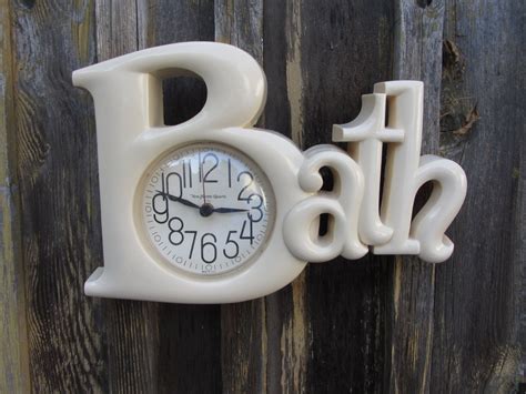 Vintage BATH wall Clock Retro Decor 1980s Cream by EightySix56