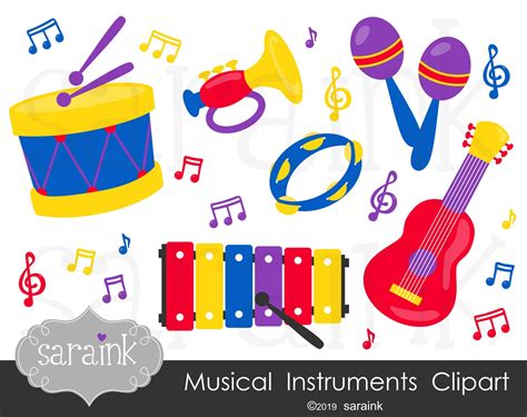 Music Clip Art Instruments Clipart Music Notes Clipart - Etsy UK