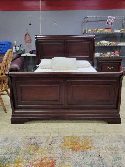 Queen/Full Size Sleigh Bed with Craftmatic Bed with Night Stand - Burgess Auctions LLC