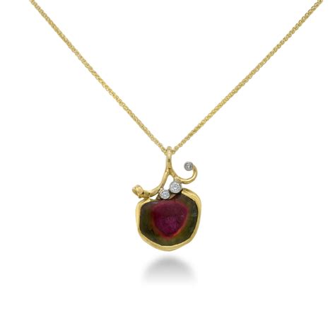 Watermelon Tourmaline Pendant IND0965 - deJonghe Original Jewelry