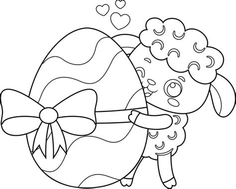 Premium Vector | Outlined Cute Little Sheep Cartoon Character Showing ...