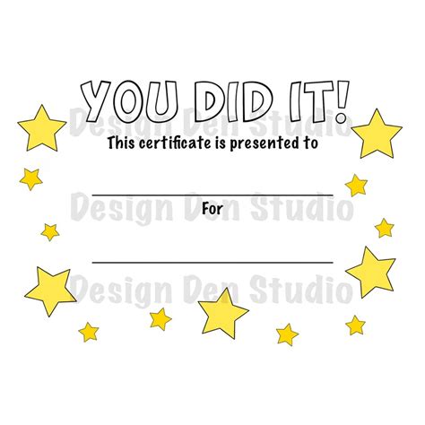 You Did It Award Certificate Custom Design Printable Digital Download ...