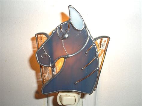 LT Stained glass Horse Head night light lamp made with two