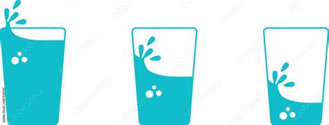 glasses with water on a transparent background, liquid with splashes ...