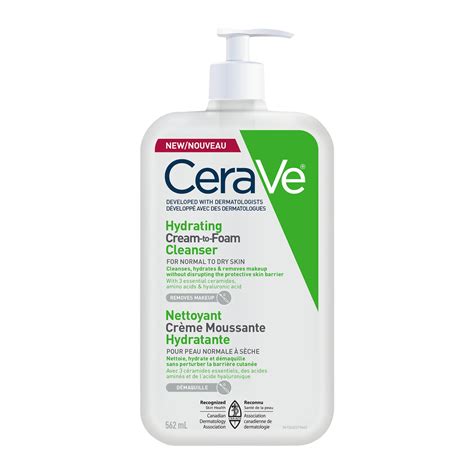 CeraVe Hydrating Cream-to-Foam Cleanser, Makeup Remover and Face Wash, with Hyaluronic Acid ...