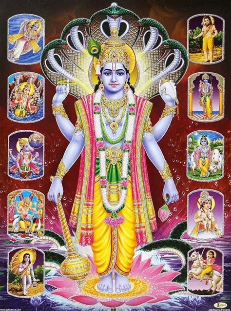 Amazon.com: Avercart Lord Vishnu with 10 Forms Poster 12x16 ... | Vishnu, Lord vishnu, Lord ...