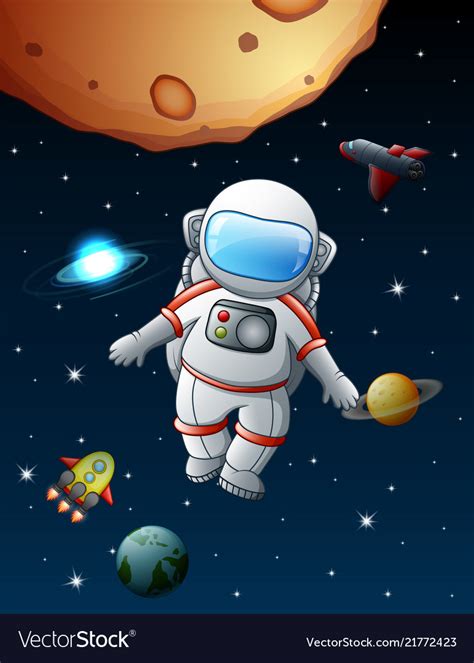 Astronaut flying in space Royalty Free Vector Image