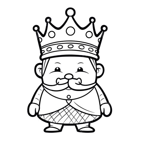 Cartoon King With Crown Coloring Page Outline Sketch Drawing Vector, Crown Clipart, Drawing ...