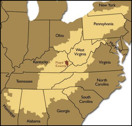 Map of Appalachia - My family is from Floyd County in Kentucky. It's a ...