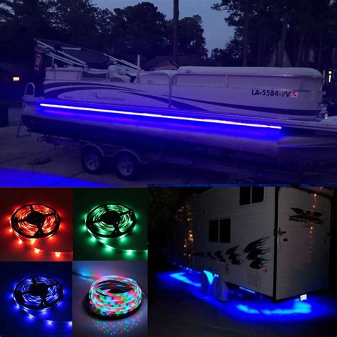 RV LED Camper Awning Boat Light Set w/IR Remote RGB 16FT 3528 Waterproof 16.5FT 300LEDs-in LED ...