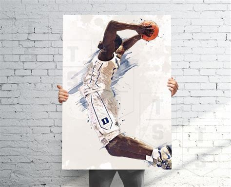 Zion Williamson 'Dunk' Duke Poster, Canvas, Banner, Basketball Fan, Man Cave Gift For Him / Her ...