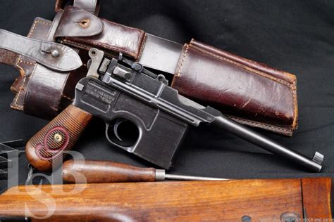 WWI Mauser C96 Broomhandle Red Nine 9mm Semi-Automatic Pistol & Rig, C ...