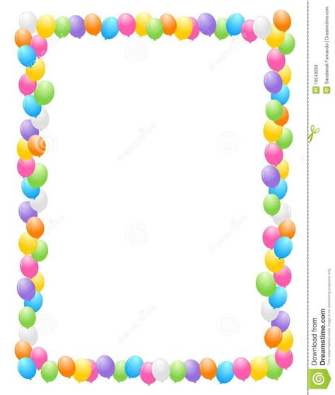 Colorful Balloons Border Frame for Birthday Cards