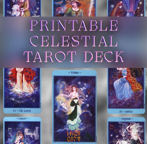 Celestial Tarot Card Deck Printable Oracle 78 Cards Back | Etsy Australia