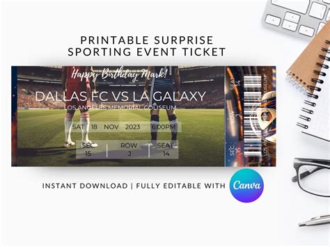 Printable Surprise Soccer Game Ticket Printable Sport - Etsy