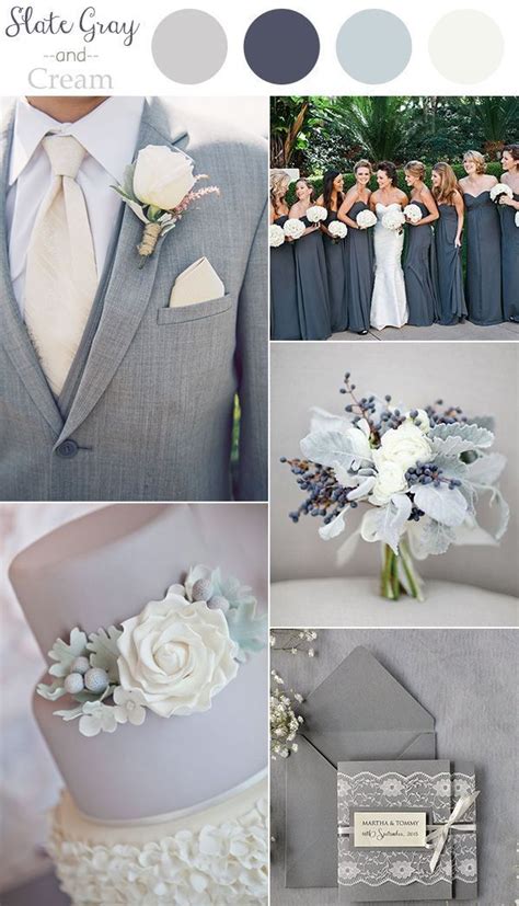 2016 trending slate gray and cream neutral wedding color ideas | Свадебные цветовые схемы ...