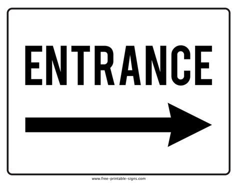 Printable Entrance Sign With Right Arrow – Free Printable Signs