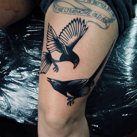 Two magpies tattoo - Tattoogrid.net