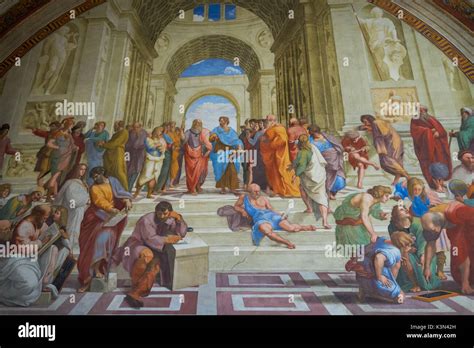 The School of Athens fresco by Raphael, from the Stanza della Segnatura, 1509-1511, The Vatican ...